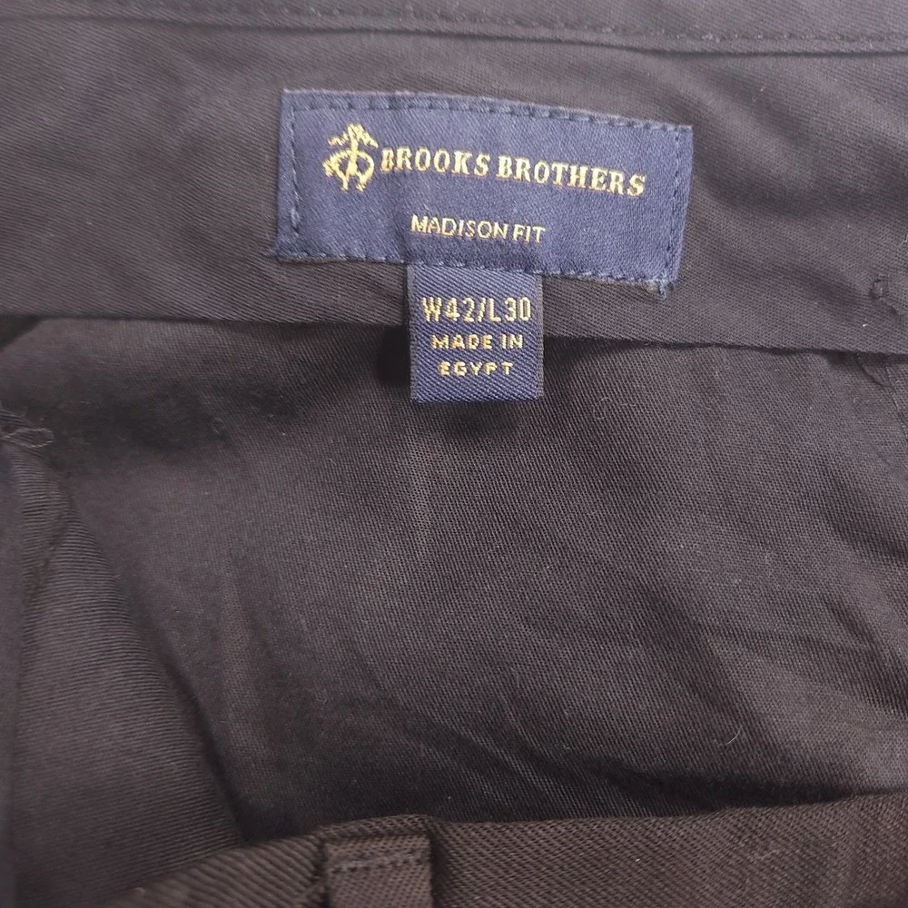 42 Brooks Brothers Black Dress Pants Madison Flat Front Wool Business Trousers